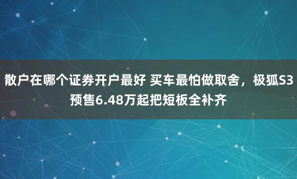 散户在哪个证券开户最好 买车最怕做取舍，极狐S3预售6.48万起把短板全补齐